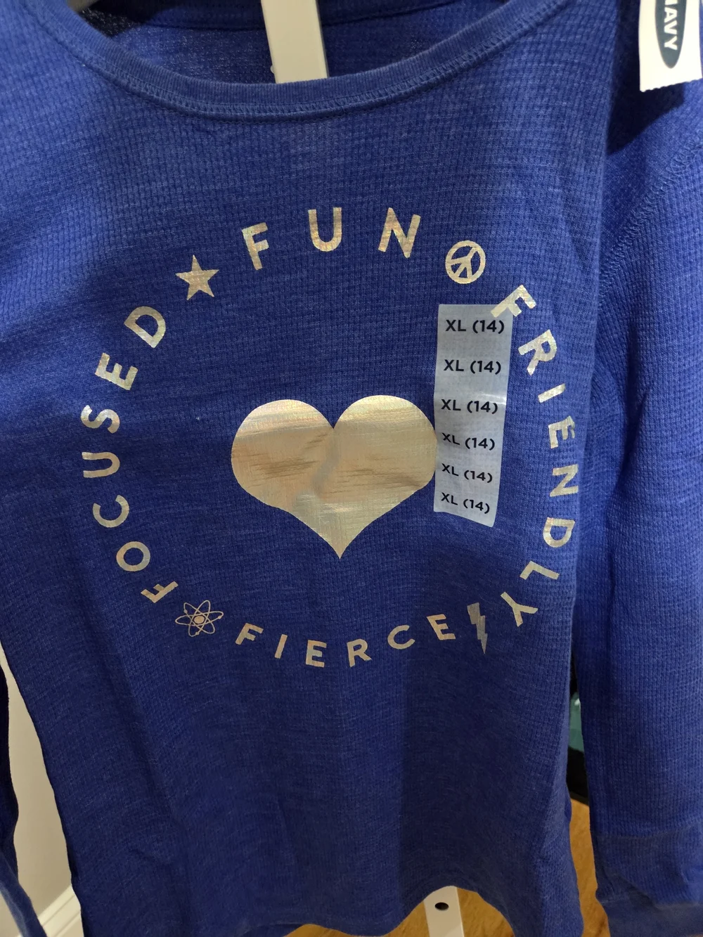 Old Navy Blue Long-Sleeve Tee with Holographic Heart